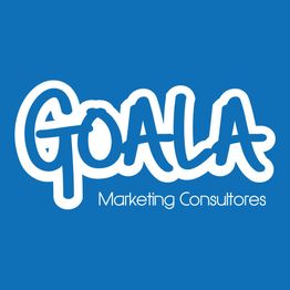 Logo de Goala Marketing Consultores con fondo azul.