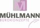 Logo mit grauem "Mühlmann Bürokonzepte", einem lilafarbenen M und einem Pfeil nach rechts.