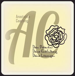Logo von Anastatica Coaching mit Schrift und stilisierter Blume: „Dein Potential, Deine Entfaltung.“