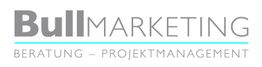Text: "BullMARKETING Beratung – Projektmanagement" in Grau und Türkis.
