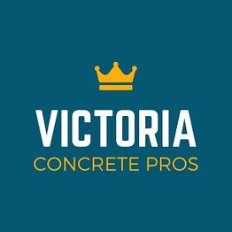Logo of "Victoria Concrete Pros" with a gold crown on a blue background.