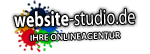 Logo von website-studio.de mit Farbspritzern und dem Text "Ihre Onlineagentur".