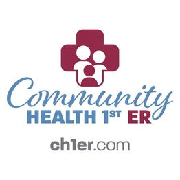 Community Health 1st ER logo with a family icon and website ch1er.com.