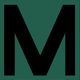 Schwarzer Buchstabe "M" auf grünem Hintergrund.