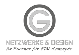 Logo mit Buchstaben G, Text: Netzwerke & Design, Ihr Partner für EDU Konzepte.