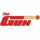 Logo with "The Gun" text, shooting orange lines, and a basketball on the right.