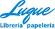 Texto "Luque Librería papelería" en azul sobre fondo blanco.
