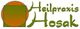 Logo mit grünem Quadrat, oranger Kreis und Text: "Heilpraxis Hosak".