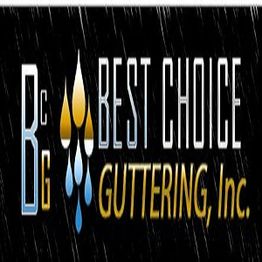 Logo of "Best Choice Guttering, Inc." with raindrop graphics on a dark background.