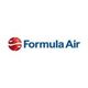 Logo van Formula Air met rood bolvormig symbool en blauwe tekst op een witte achtergrond.