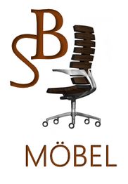 Logotipo de SB Möbel con una silla de oficina moderna en el centro.