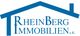 Logo mit Hausdach und Schrift: "RheinBerg Immobilien e.K." in blauem Text.