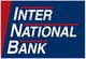Logo of Inter National Bank on a blue background with red accents.
