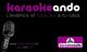 Fondo negro con texto "karaokeando", micrófono y contacto: www.karaokeando.es, 654 581 673.