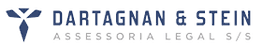 Logo da Dartagnan & Stein, Assessoria Legal S/S, com símbolo azul e texto em azul-marinho.