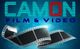 Text "Camon Film & Video" mit einem Filmstreifen auf blauem Hintergrund.