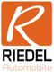Logo von Riedel Automobile: Weißes "R" auf orangem Hintergrund mit Schriftzug darunter.