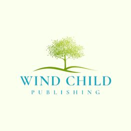 Logo von Wind Child Publishing mit grünem Baum und blauem Text auf hellem Hintergrund.