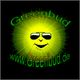 Grinsende Sonne mit Sonnenbrille, umgeben von "Greenbud" und "www.Greenbud.de" auf schwarzem Hintergrund.