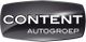 Zwart logo met tekst "Content Autogroep" in witte letters.