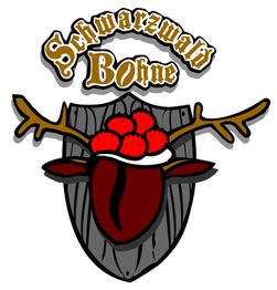 Logo mit Hirschgeweih, rotem Hut und Schriftzug "Schwarzwald Bohne".