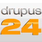 Logo mit dem Text "drupus 24" in Grau und Orange.