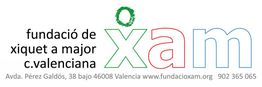 Logo de la fundación XAM con dirección y contacto en Valencia.