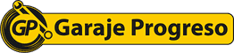 Logotipo amarillo de "Garaje Progreso" con icono de GP y herramientas.