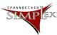 Logo mit rotem, dreieckigem Design und dem Text "Spanndecken Simplex".