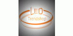 Logo mit dem Text "LEO Trendshop" in orange, umgeben von einem orangenen Kreis auf grauem Hintergrund.