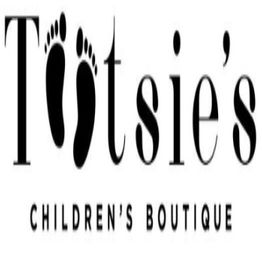 "Logo with 'Tootsie's Children's Boutique' featuring small foot graphics in the text."