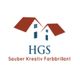Logo mit zwei roten Dächern, darunter "HGS" und "Sauber Kreativ Farbbrillant".
