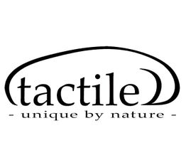 Logo mit Schriftzug "tactile - unique by nature" in geschwungenem Design.