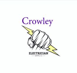 Crowley Electrician Services logo with a fist and lightning bolt motif.