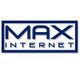 Logo mit blauem Text "Max Internet" auf weißem Hintergrund.