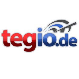 Logo mit dem Text "tegIO.de" in rot und blau mit einem bogenartigen Design darüber.