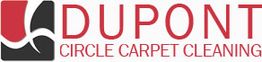 Logo of Dupont Circle Carpet Cleaning with red text and abstract design.