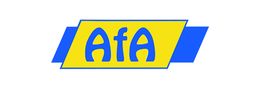 Gelbes "AfA"-Logo mit blauen Akzenten auf weißem Hintergrund.