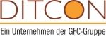 Logo von Ditcon, einem Unternehmen der GFC-Gruppe, mit stilisiertem Schriftzug in Orange.