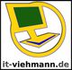 Logo mit stilisiertem Monitor in gelbem Kreis, darunter die URL "it-viehmann.de".
