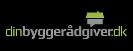 Logo med teksten "dinbyggerådgiver.dk" og et ikon af et hus med grønt tag.