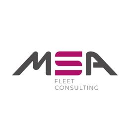Logo mit grauen Buchstaben "MSA" und pinken Streifen, darunter "Fleet Consulting" in Schwarz.