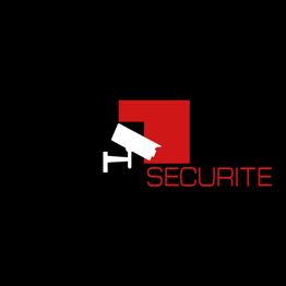 Logo avec caméra de surveillance blanche et texte "SÉCURITÉ" en rouge sur fond noir.