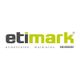 Logo mit dem Text: "etimark, etikettieren. markieren." in Grau und Grün.