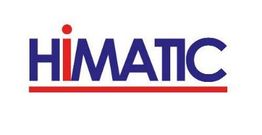 Logo mit dem Wort "HIMATIC" in Blau und Rot, unterstrichen mit einer roten Linie.
