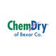 Logo of ChemDry of Bexar Co. with green and blue text and a purple arc.