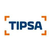 Logo de TIPSA con texto azul y esquinas naranjas.