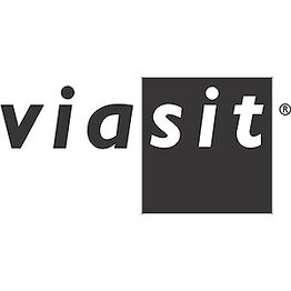 Schwarz-weißes Logo mit Schriftzug "viasit" auf rechteckigem Hintergrund.