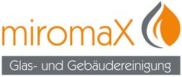 Logo von Miromax mit Text: Glas- und Gebäudereinigung und Flammenicon.