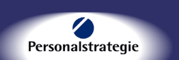 Logo mit Text "Personalstrategie" und blauem, halbkreisförmigem Symbol auf weißem Hintergrund.